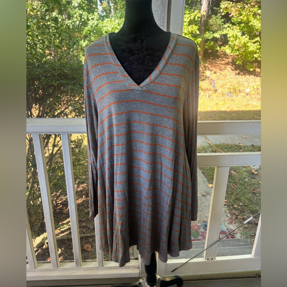 Matilda Jane Gray and Orange Striped Top
